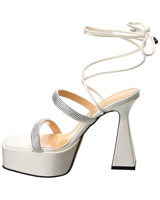 Mach & Mach White Devon Satin Platform Sandal