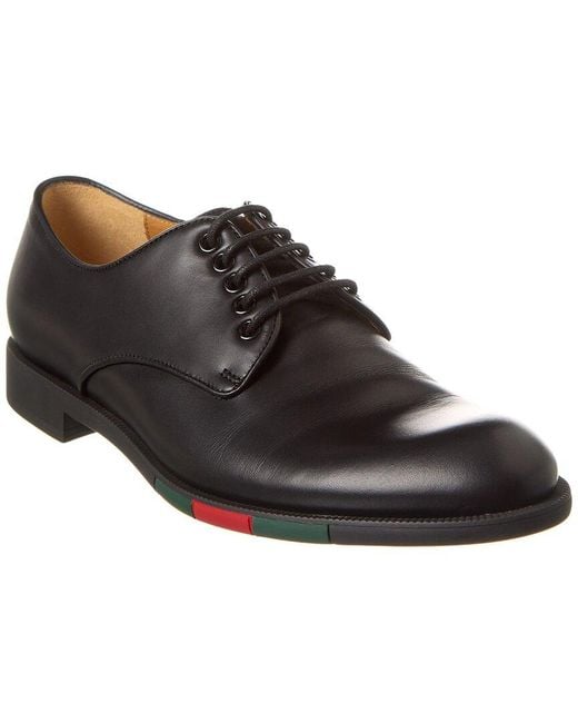 Gucci Web Leather Oxford in Black for Men | Lyst
