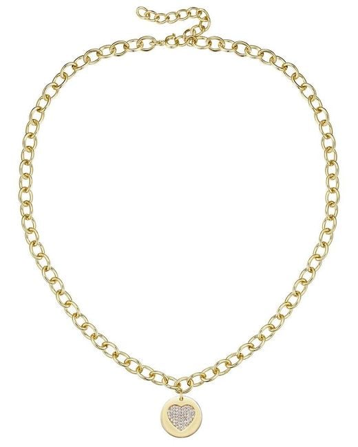 Rachel Glauber Metallic 14k Plated Cz Medallion Adjustable Necklace