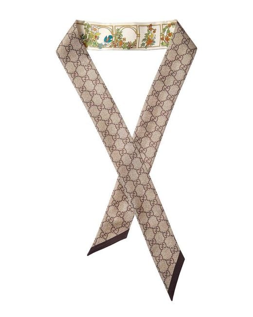 Gucci Metallic Printed Silk Neck Bow