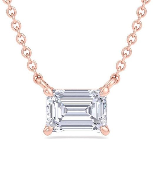 Lab Grown Diamonds White 14k Rose Gold 2.00 Ct. Tw. Lab-grown Diamond Solitaire Pendant Necklace
