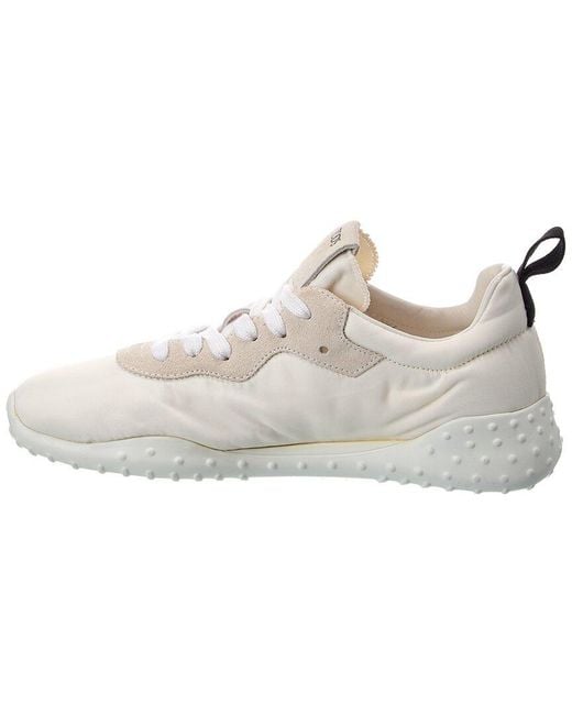 Tod's White Sportiva Canvas & Suede Sneaker