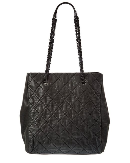 Chanel Black Calfskin Leather Cc Wild Stitch Tote (authentic Pre-loved)