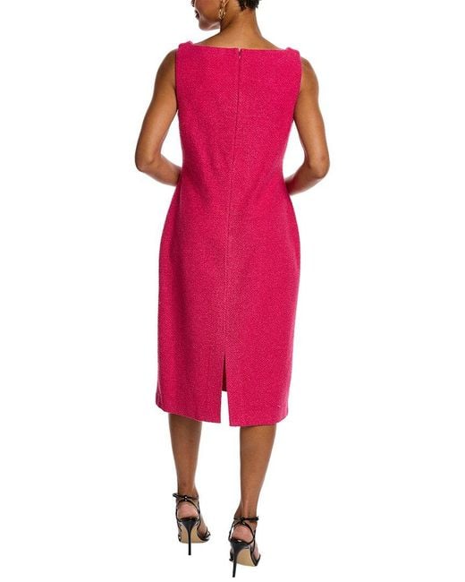 St. John Red Bouclette Tweed Wool-blend Shift Dress