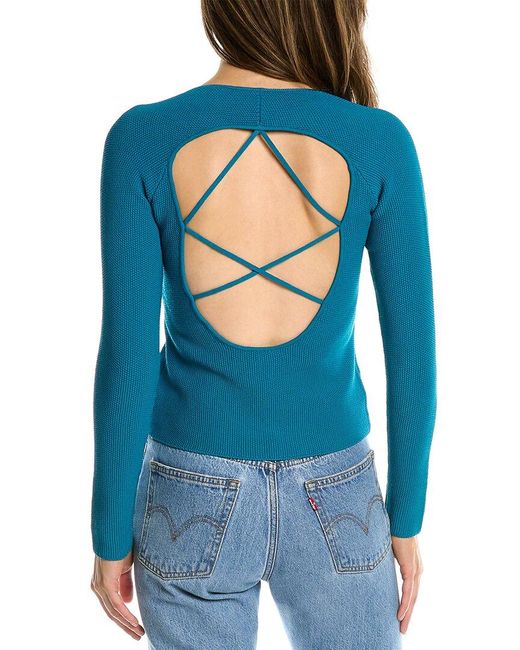 The Sei Blue Textured Knit Top