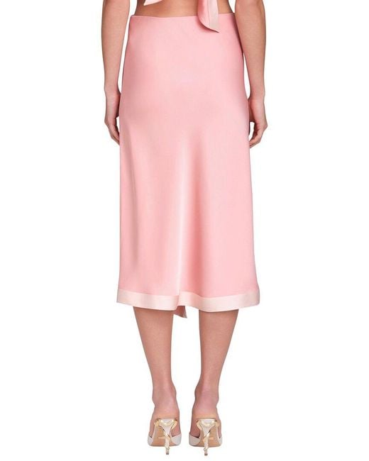 Avec Les Filles Pink Asymmetrical Faux Wrap Midi Skirt