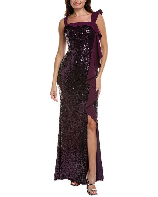 Rene Ruiz Purple Cascade Gown