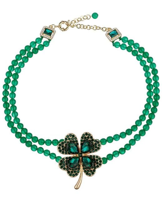 Eye Candy LA Green The Luxe Collection Clover Beaded Necklace