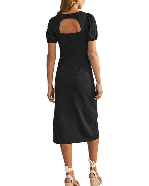 Boden Black Fitted Back Detail Jersey Midi Dress