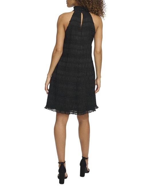 Kensie Black Smocked Woven Mini Dress