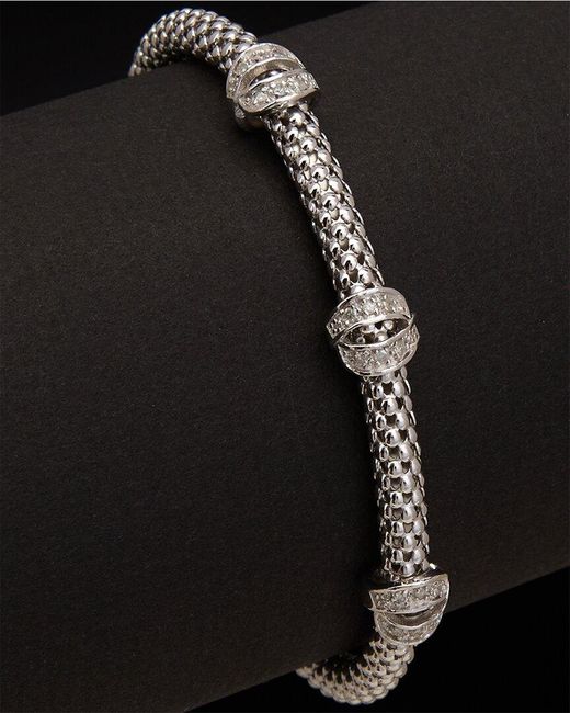 Meshmerise Black 18k Over Silver 0.18 Ct. Tw. Diamond Bangle Bracelet