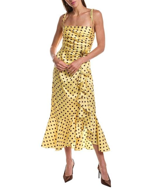 Cinq À Sept Yellow Camille Polka Dot Mireya Midi Dress