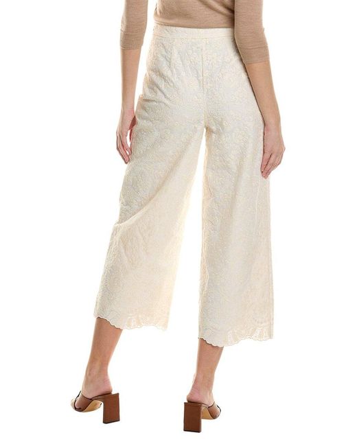 Boden Natural Embroidered Wide Leg Trouser