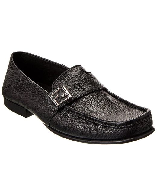Fendi Black Ff Leather Loafer for men