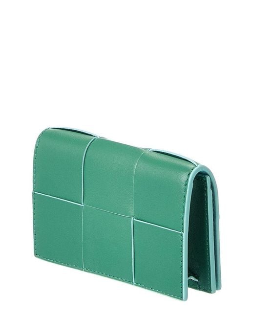 Bottega Veneta Green Maxi Intrecciato Leather Business Card Case