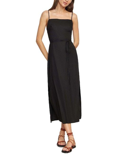 MODERN CITIZEN Black Yanelly Lace-Up Stretch Linen Dress