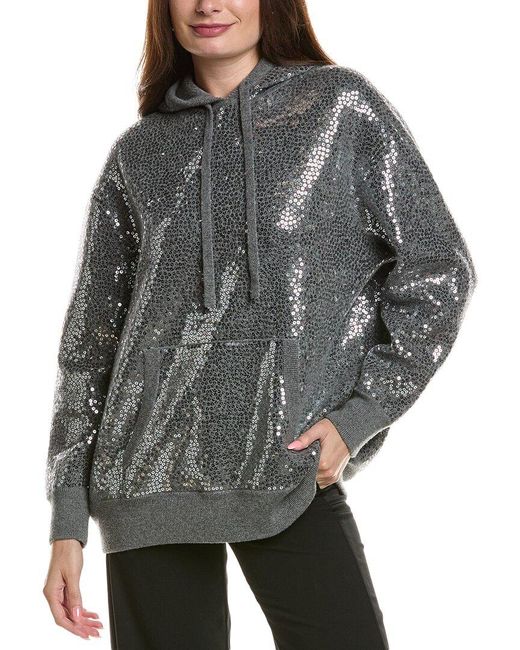 Michael Kors Gray Cashmere-Blend Hooded Sweatshirt
