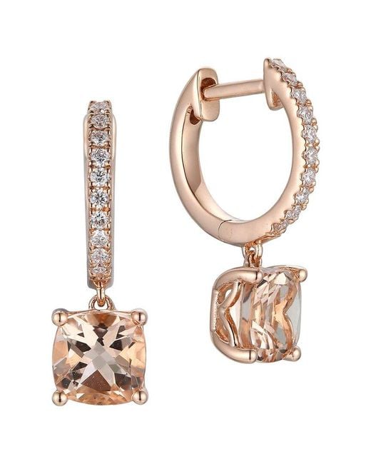 Gregg Ruth White 14K 1.89 Ct. Tw. Diamond & Morganite Huggie Earring