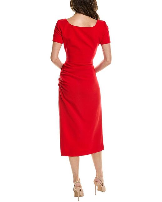 Carolina Herrera Red Scoop Neck Dress