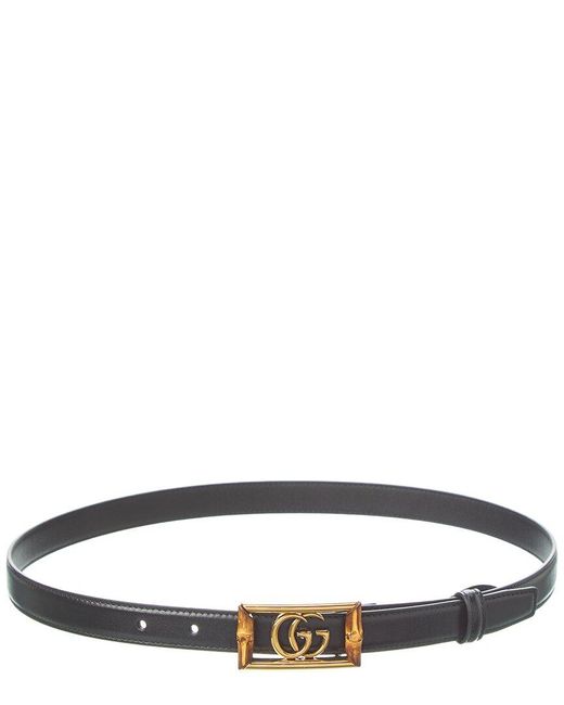 Gucci Black Double G Bamboo Leather Belt