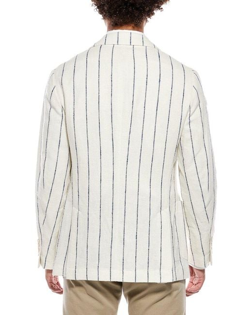 Brunello Cucinelli White Linen, Silk, & Wool-Blend Blazer for men