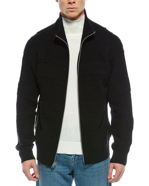 Rag & Bone Black Colton Wool-Blend C Zip-Up Sweater for men