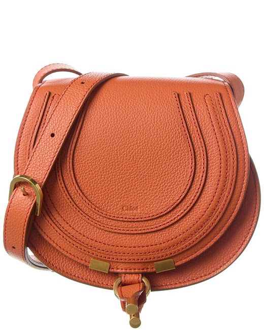 Chloé Orange Marcie Small Leather Saddle Bag