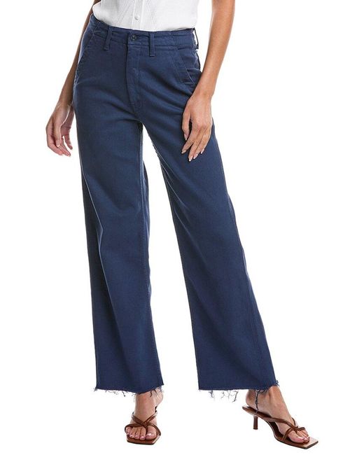 Mother Blue The Major Zip Sneak Fray Insignia Straight Jean