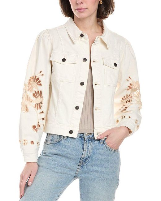 Johnny Was Natural Charlotta Cropped Denim Jacket