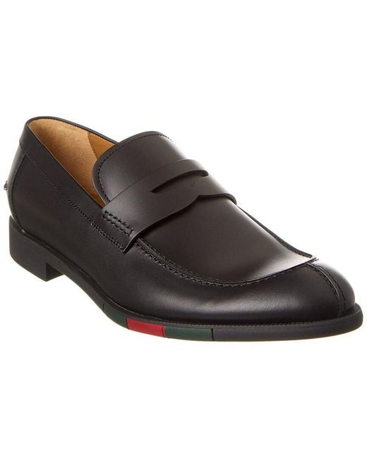 Gucci Black Web Leather Loafer for men