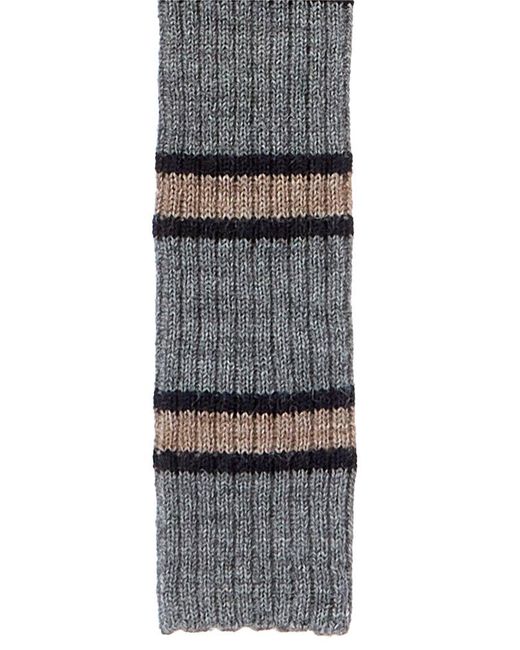 Brunello Cucinelli Gray Stripe Alpaca & Wool-Blend Tie for men