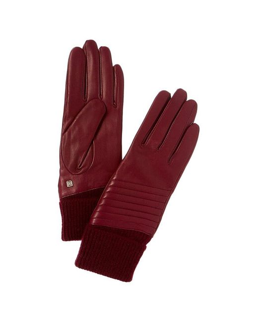 Bruno Magli Red Bias Quilt Cashmere-lined Leather Gloves