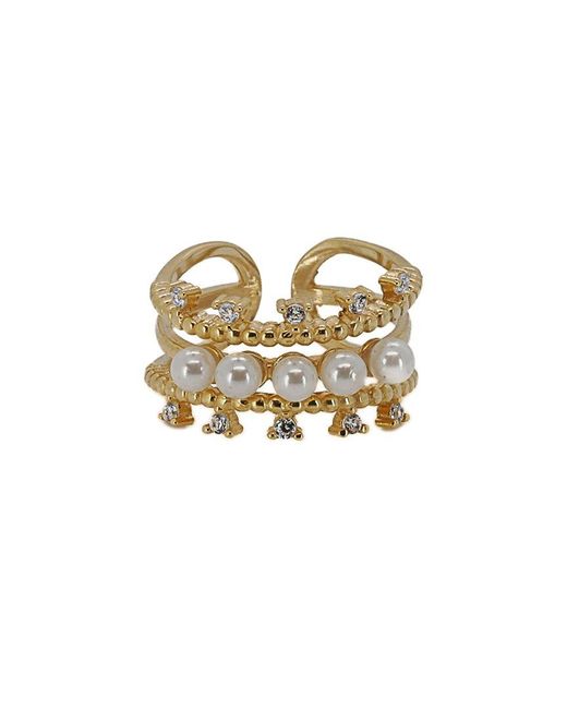 Ebru Jewelry White Cleopatra 0.7In Pearl Cocktail Ring