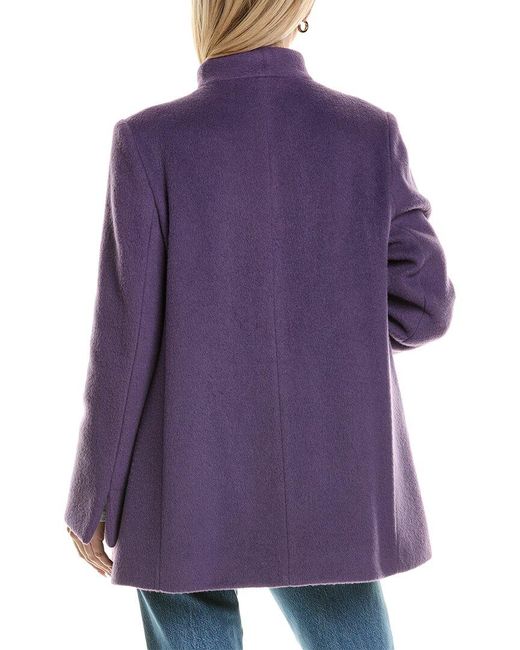 Cinzia Rocca Purple Short Wool & Alpaca-blend Coat