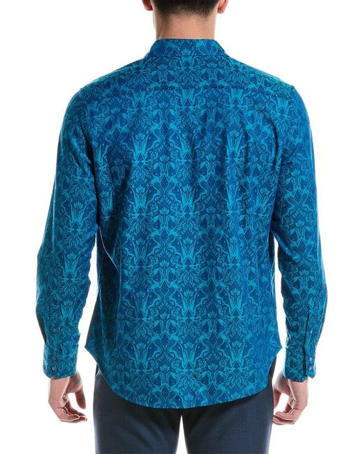 Robert Graham Blue Highland Classic Fit Woven Shirt for men