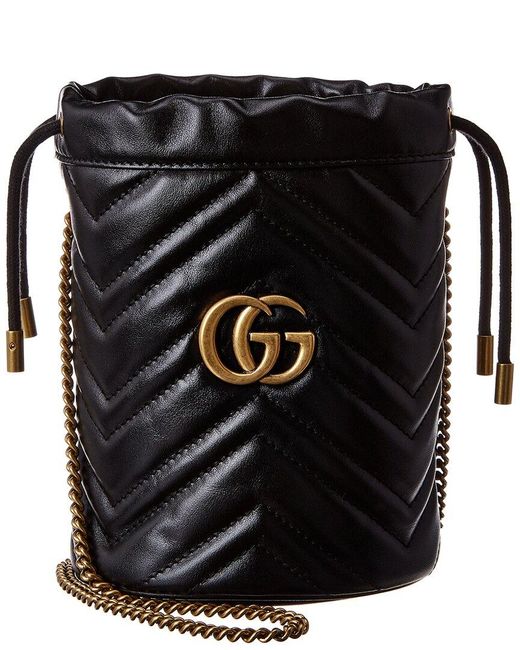 Gucci Black GG Marmont Mini Matelasse Leather Bucket Bag
