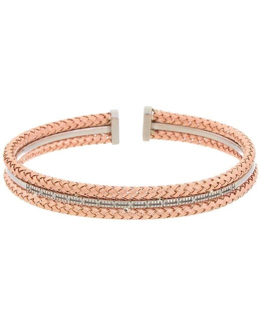 Meshmerise Pink 18k Rose Gold Vermeil 0.1 Ct. Tw. Diamond Mesh Bangle