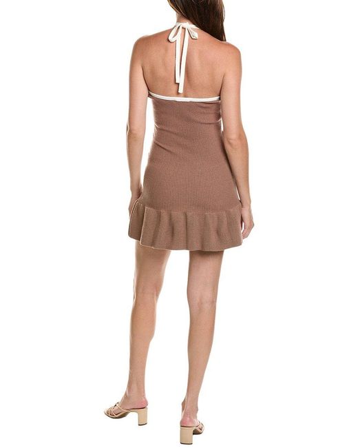 Marion Brown Flounced Ruffle Hem Sweater Dress
