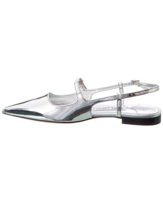 Jimmy Choo White Didi Leather Slingback Flat