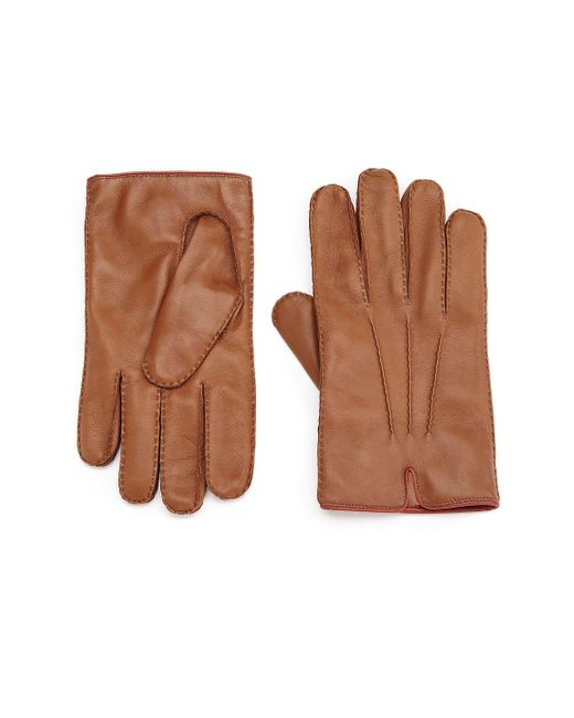 Portolano Brown Cashmere-lined Leather Gloves for men