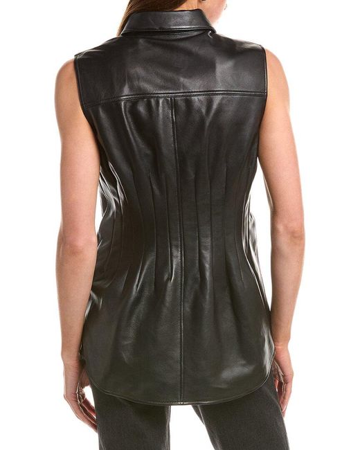 Helmut Lang Black Darted Leather Top