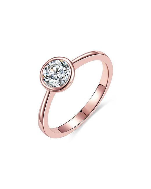 Rachel Glauber Multicolor Dnu 18k Rose Gold Plated Cz Solitaire Ring