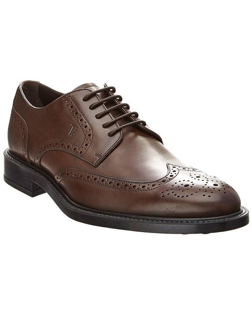 Tod's Brown Brogue Leather Lace-up Loafer for men