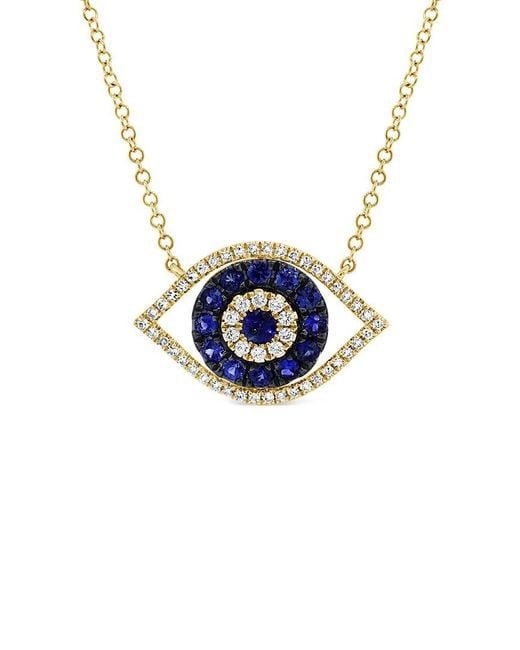 Sabrina Designs Blue 14k 0.64 Ct. Tw. Diamond & Sapphire Evil Eye Necklace