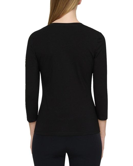 Lafayette 148 New York Black V-Neck Top