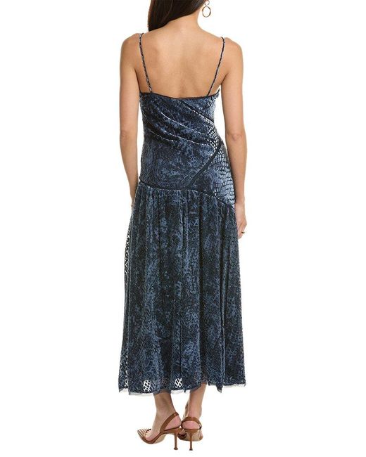 Ulla Johnson Blue Elodie Silk-blend Midi Dress