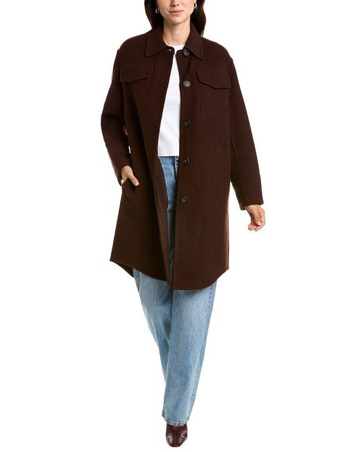 Vince Brown Wool-blend Shirt Coat