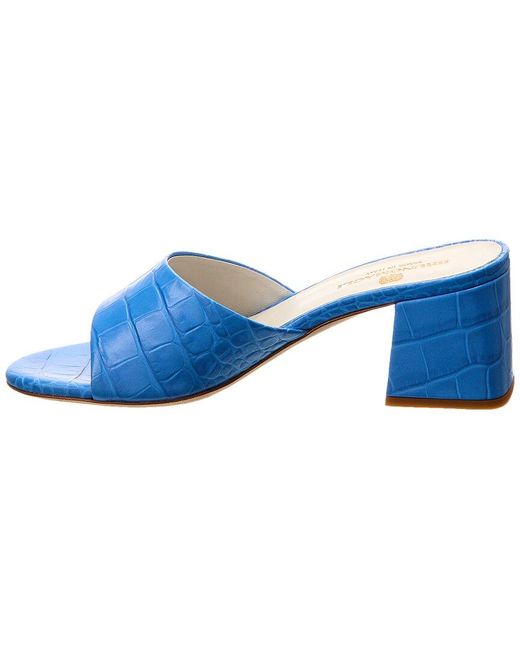 Bruno Magli Blue Agata Croc-embossed Leather Sandal