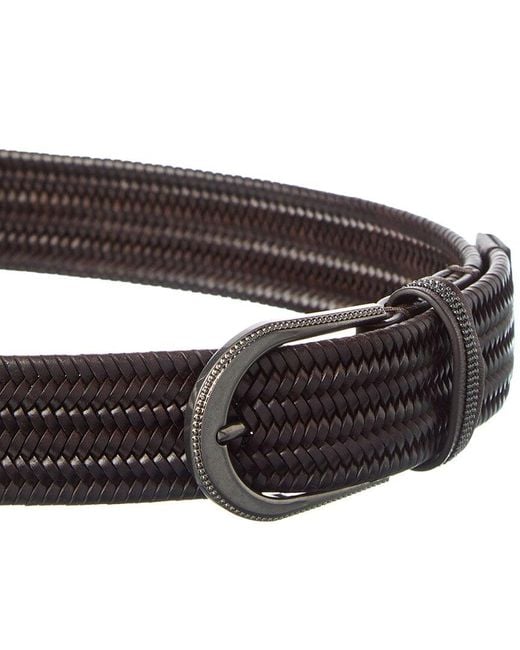 Brunello Cucinelli Black Woven Leather Belt