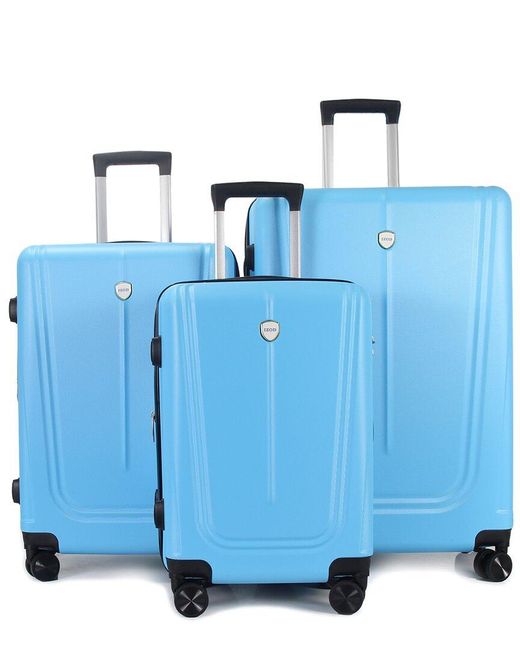 Izod Blue Astor Designer 3pc Expandable Luggage Set